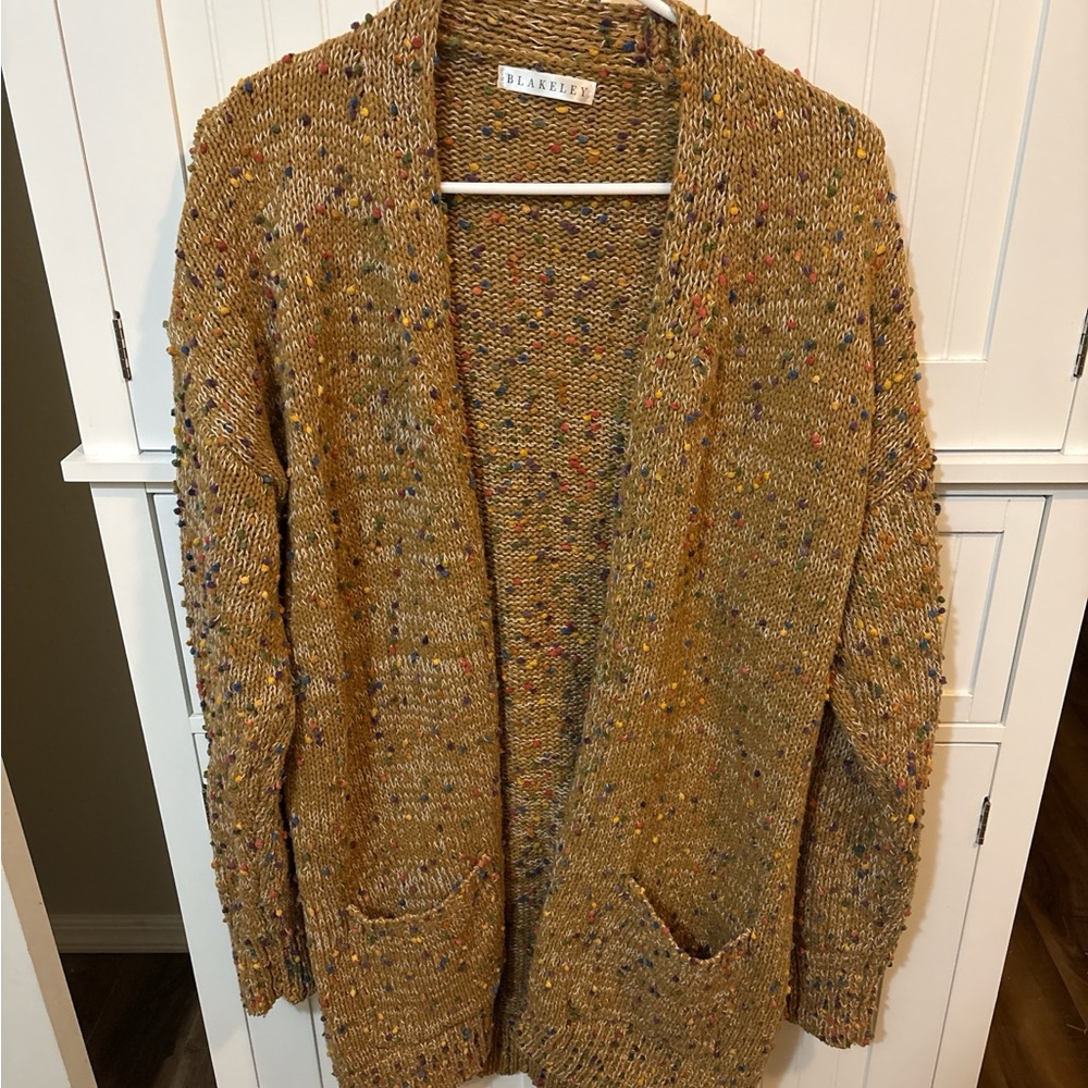 Blakely Chunky Knit Open Front Confetti Cardigan With Pockets